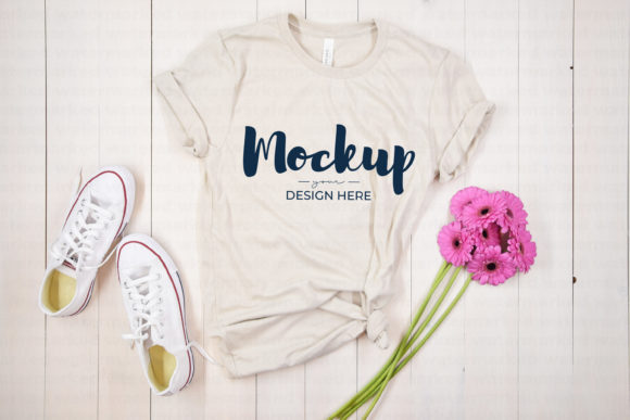 Beige Bella Canvas 3001 Tshirt Mockup