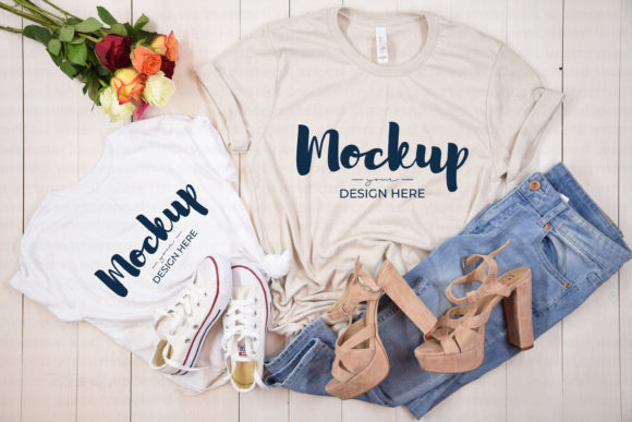Beige Mommy and Me Tshirt Mockup