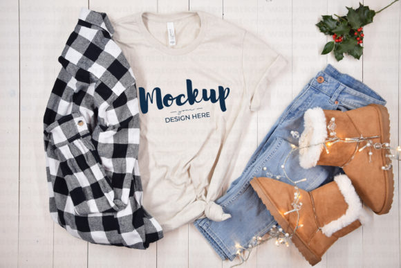 Beige Shirt Mockup Bella Canvas