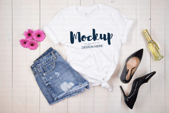 Bella Canvas White Shirt Mockup, Summer