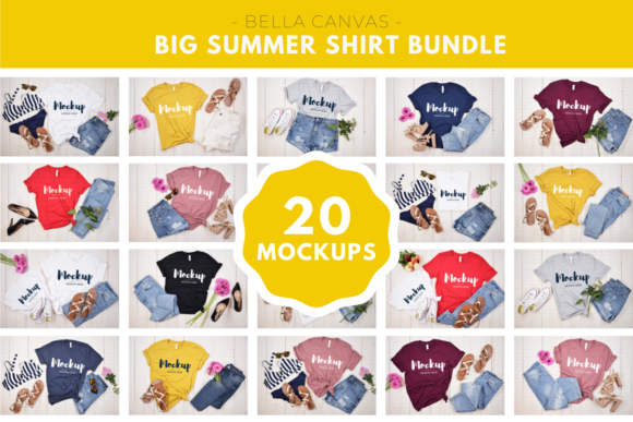 Big Summer Tshirt Mockup Bundle: Graphics for T-Shirts