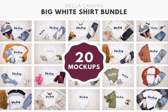 Big White Tshirt Mockup Bundle for Graphics and T-Shirts
