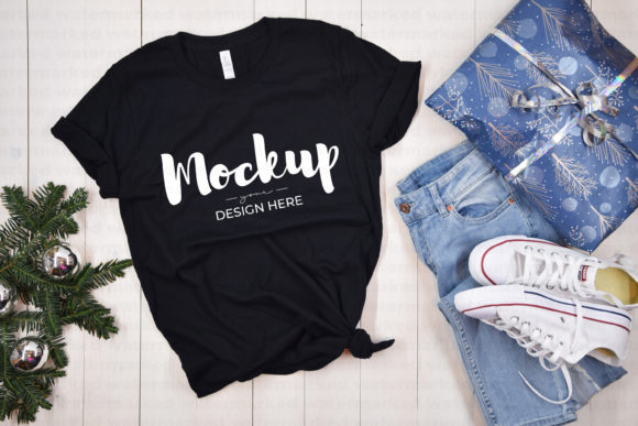 Black Bella Canvas 3001 Tshirt Mockup
