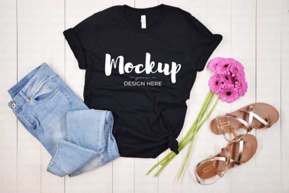 Black Bella Canvas Summer Shirt Mockup
