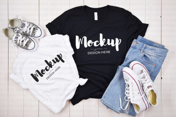 Black, White Mommy and Me Shirt Mockup