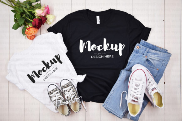 Black, White Mommy Me Mockup for Graphics and T-Shirts