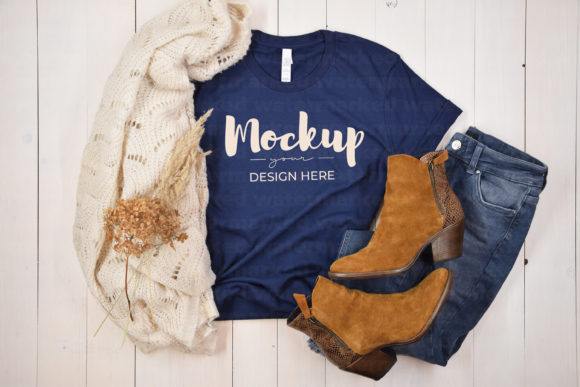 Blue Bella Canvas T-Shirt Mockup