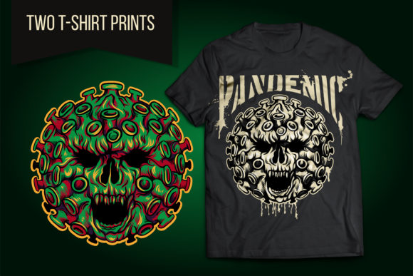 Evil Coronavirus Skulls for T-shirts
