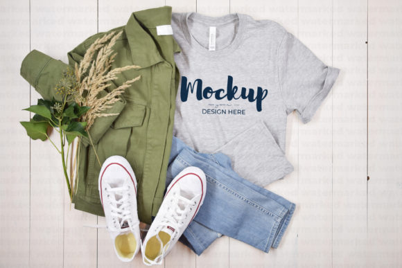 Grey Bella Canvas 3001 Tshirt Mockup