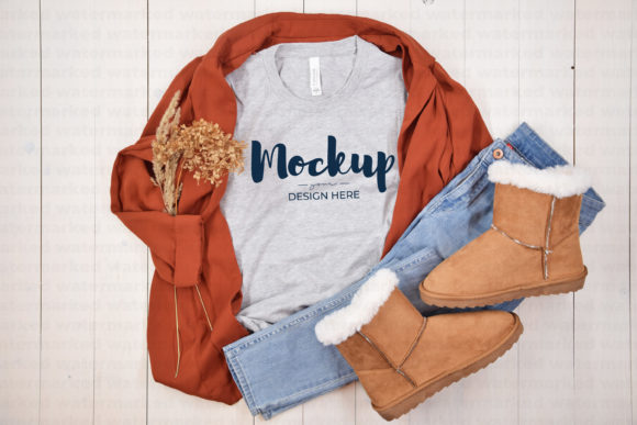 Grey T-Shirt Mockup, Bella Canvas 3100