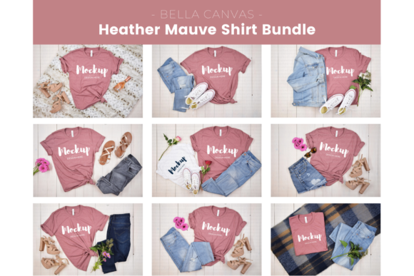 Heather Mauve Tshirt Mockup Bundle