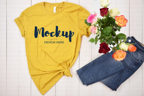 Heather Mustard T-Shirt Mockup