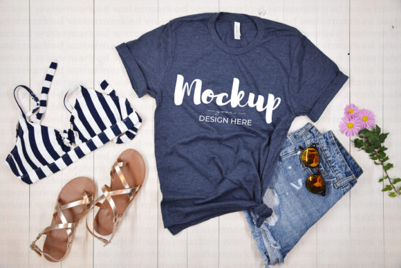 Heather Navy T-shirt Mockup for Graphics and T-Shirts