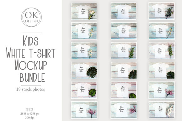 Kids White T-Shirt Mockup Bundle: Graphics for Baby Kids Clothing