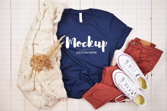 Navy Bella Canvas 3001 Tshirt Mockup
