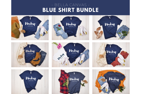 Navy Blue Tshirt Mockup Bundle