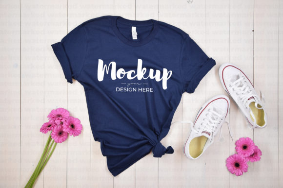 Navy Shirt Mockup Bella Canvas