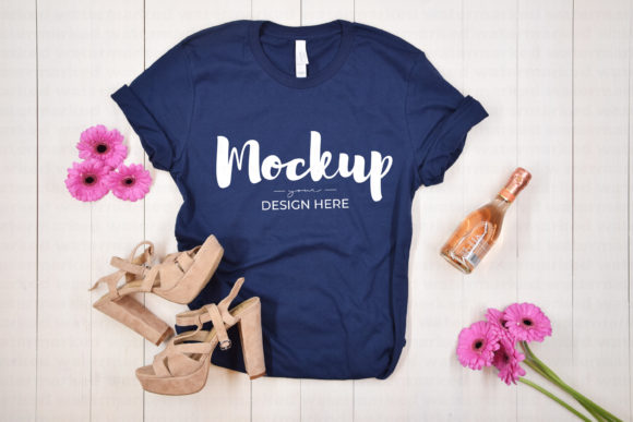 Navy T-Shirt Bella Canvas 3001 Mockup
