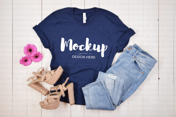 Navy T-Shirt Mockup Bella Canvas
