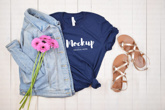 Navy T-Shirt Mockup for Graphics & T-Shirts