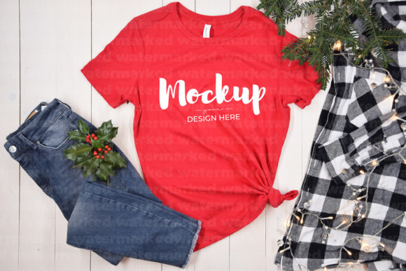 Red Bella Canvas 6400 Mockup for T-Shirts and Graphics