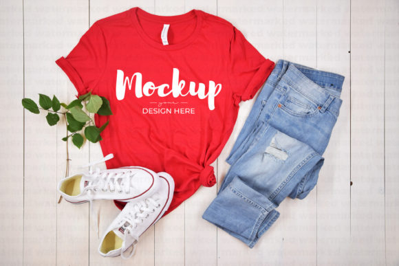 Red Bella Canvas 6400 TShirt Mockup