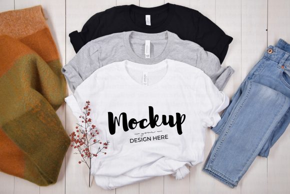 Three Colors Shirt Mockup for Graphics and T-Shirts