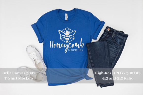 True Royal 3001 Flat Lay T-Shirt Mockup
