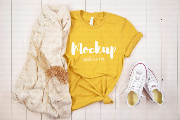 Yellow Bella Canvas 3001 Tshirt Mockup