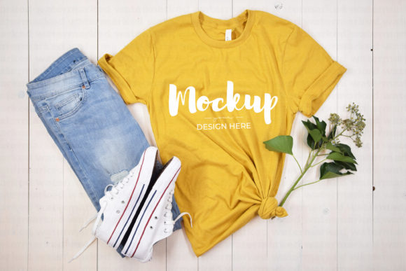 Yellow Bella Canvas Mockup for Graphics and T-Shirts