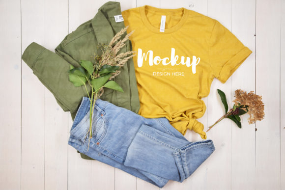 Yellow Bella Canvas Shirt Mockup for Graphics and T-Shirts