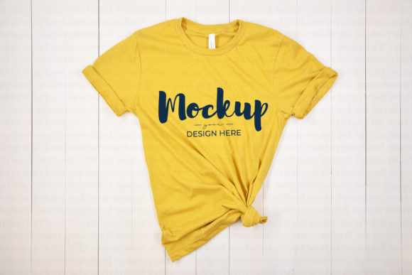 Yellow Plain T-Shirt Bella Canvas Mockup