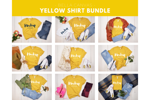 Yellow T-Shirt Mockup Bundle